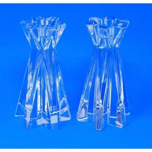 Lenox Ovations Starfire Crystal Candlesticks Candle Holders #6086797